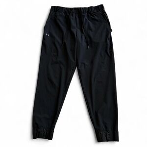 Under Armour Women’s Black Woven Jogger Pants Elastic Waist Athletic Gym Size LG